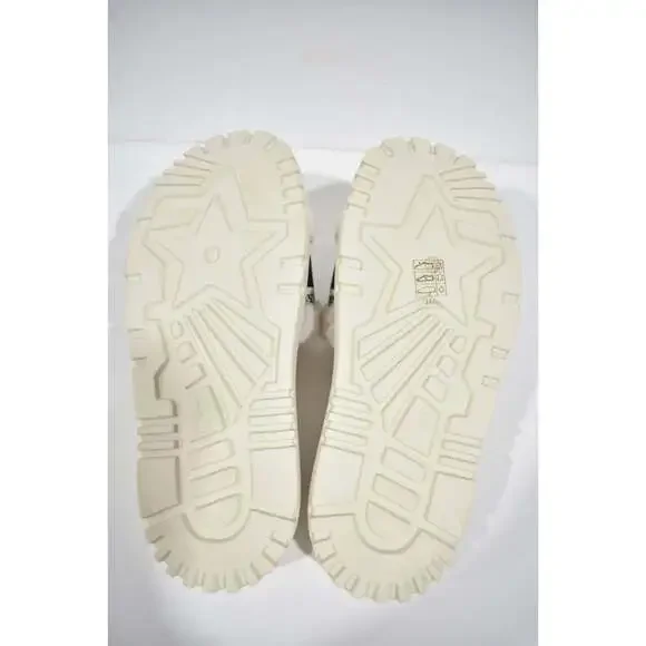 Christian Dior Dway Blue White Shearling Fur Logo Chunky Slide Flat Sandal 41
